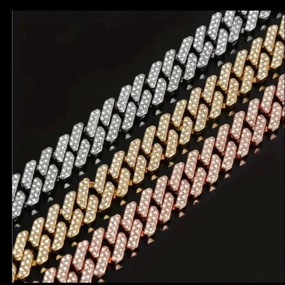 CUBAN LINK ICED OUT ROSE GOLD DOG CHAIN SIZE MEDIUM SPOIL YOUR PUP! 14”LONG - Picture 10 of 11